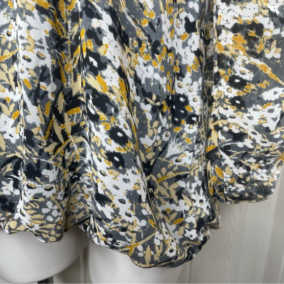 Vero Moda Dress Top Large Blouse Ruched Sleeves Black Gray Yellow Bubble Hem - Picture 5 of 10